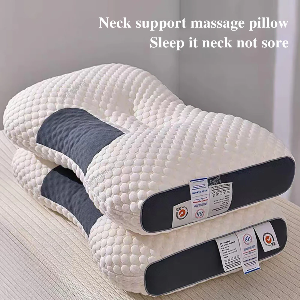 New 1pc 3D SPA Massage Pillow Partition To Help Sleep and Protect The Neck Pillow Knitted Cotton Pillow Bedding