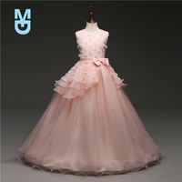 new flower girl dress pink party pageant first communion wedding dress teenager kids children prom gown dress for graduatiio