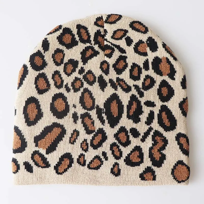 

Rainbow Stripe Winter Hats Leopard Print Cuffed Hat Beanie Stocking Cap Thick Knitted Soft Warm Slouchy Hat Skull Ski Cap