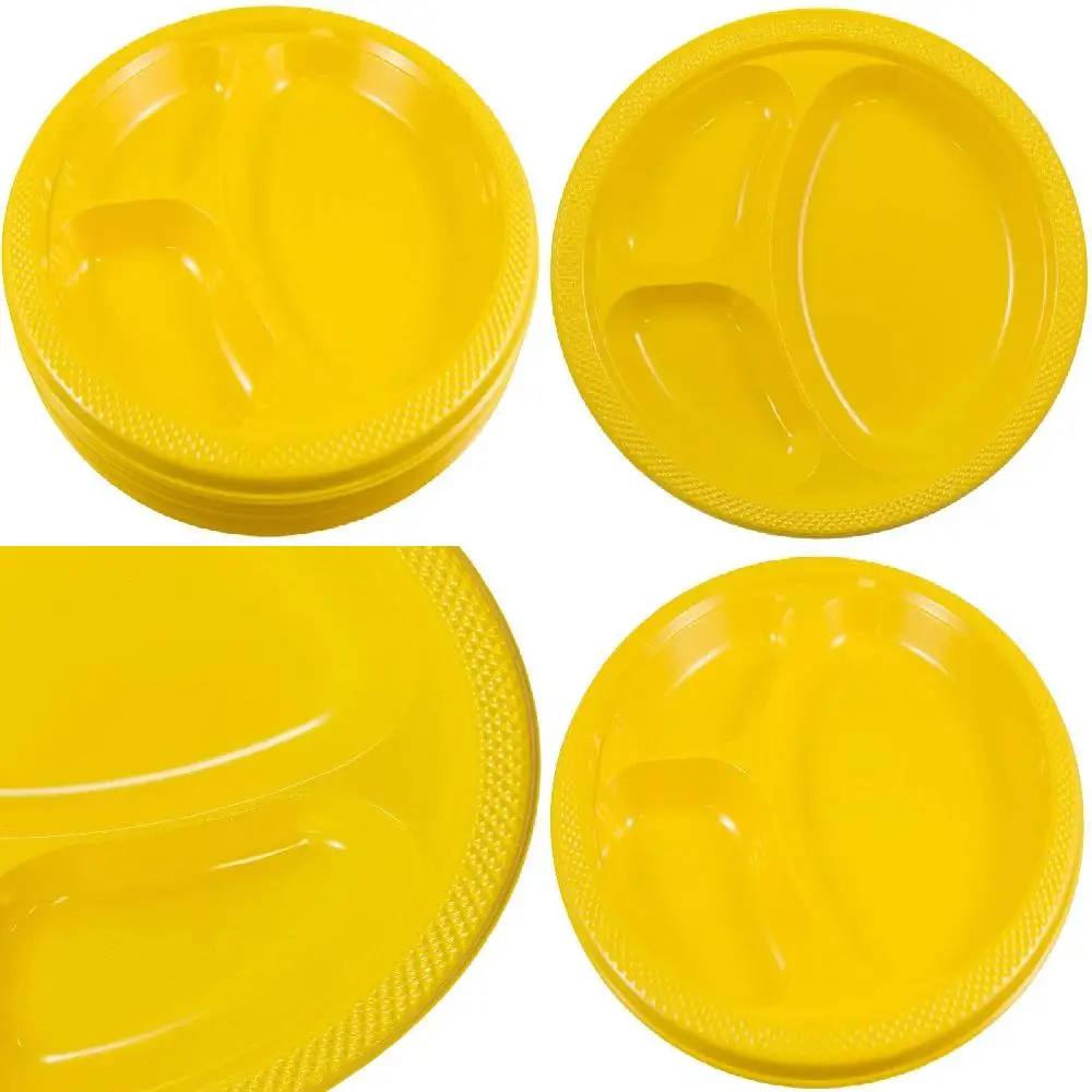 

Deluxe 10.25" Yellow Plastic Divided Plates, 20/Pack - Perfectly Compartmentalized for Hassle-Free Meal Preparation