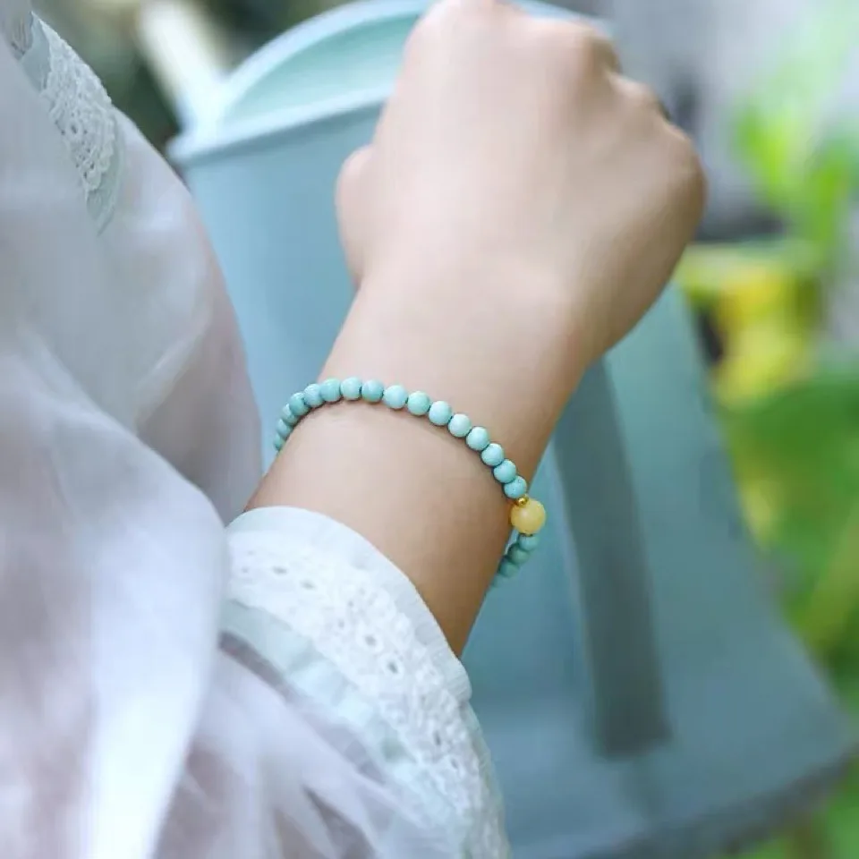 Новый китайский браслет Sle TikTok из натуральной бирюзы круглые бусины пчелиного