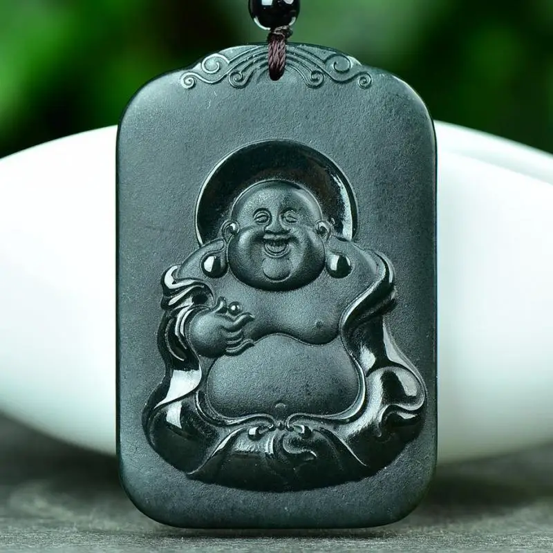 

Natural Green Jade Buddha Pendant Necklace Men Women Genuine Hetian Jades Nephrite Buddha Fengshui Charms Buddhist Lucky Amulet