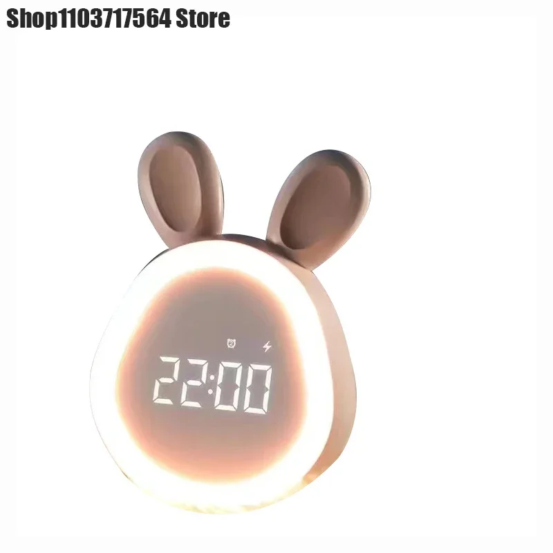 Симпатичные часы-будильник с кроликом светодиодные светящиеся цифровые часы со