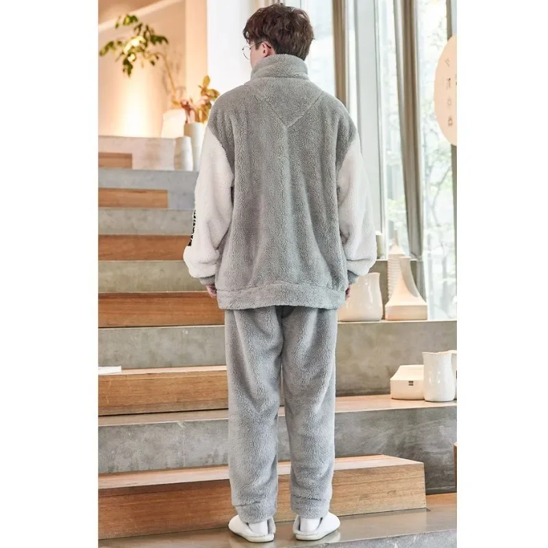 Новинка 2023 пижама Мужская одежда для отдыха из кораллового флиса на осень и зиму