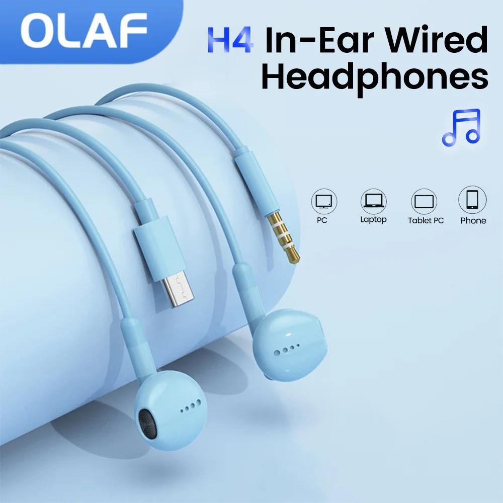 Проводные наушники-вкладыши OLAF Type-C/3 5 мм с микрофоном