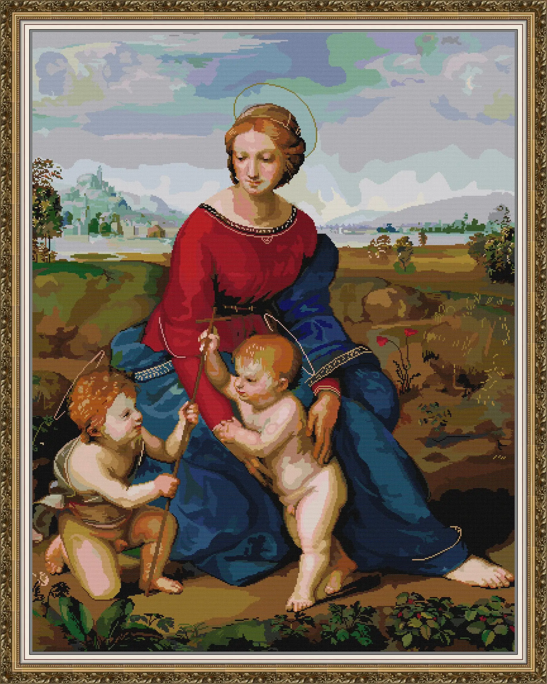 

Raphael-Our Lady on the Grass Embroidery Stamped Cross Stitch Patterns Kits Printed Canvas 11CT 14CT Needlework Cross-Stitch