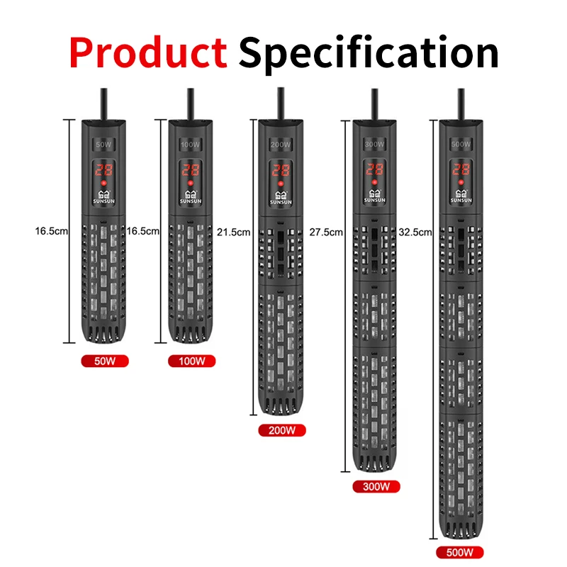 

SUNSUN Aquarium Heating Rod Intelligent LCD Display Digital Adjustable Constant Temperature Control Fish Tank Submersible Heater
