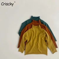 criscky new sweater kids sweaters autumn girls turtleneck sweaters 1 6yrs baby boys pullover knitted bottoming boys sweaters