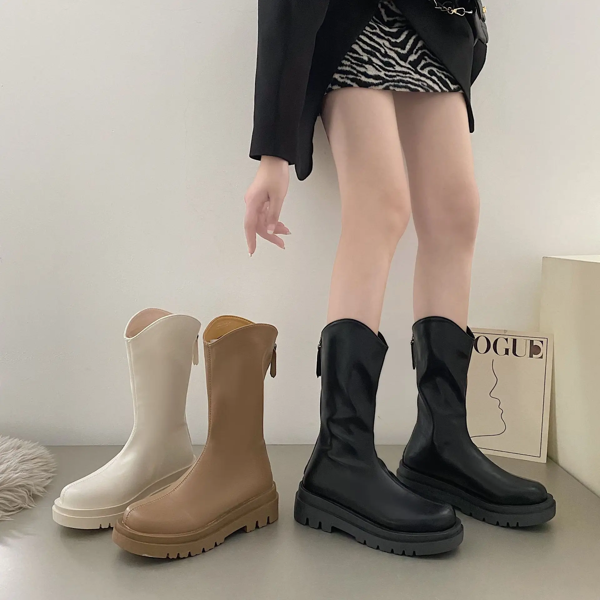 

Women's Thick Bottom Boots Genuine Leather 2022 New Autumn Winter Fashion Women's Ankle Boots Retro Marton Boots Ladies
