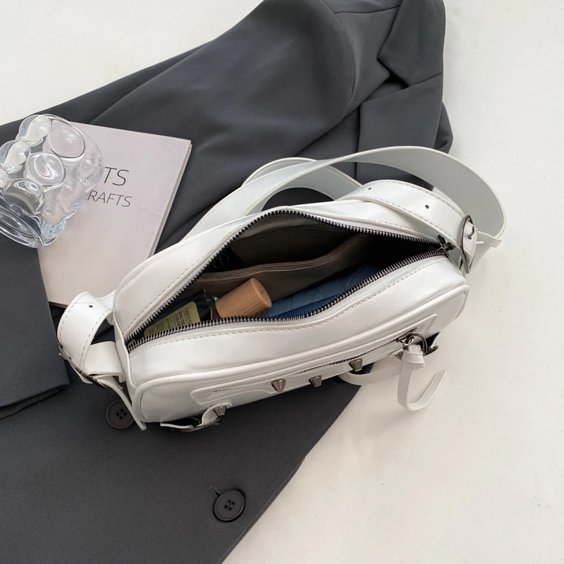 Fashion Rivet Design Shoulder Bags For Women Luxury Brand Small Leather Totes 2023 Trendy Handbags And Purses Lady Crossbody Bag