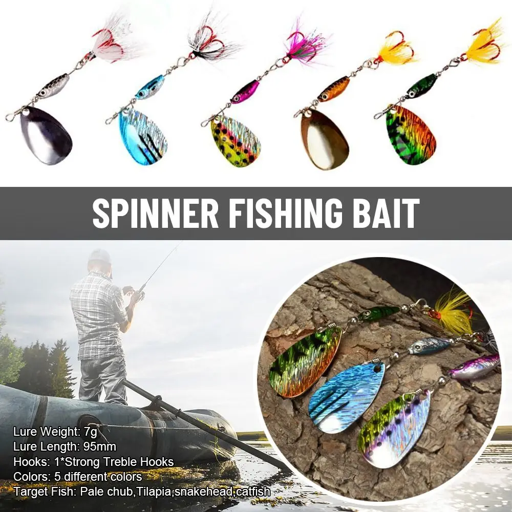 

7g 9.5cm Rotate Twist Sequin Crankbaits Treble Hook Spoon Metal Fishing Bait