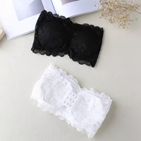 1pc fashion summer womens floral lace bandeau seamless bandeau wire free 4 hook bralette strapless tube top free shipping