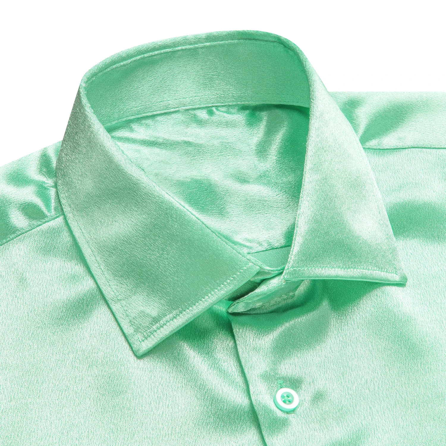 Hi-Tie Plain Solid Silk Mens Dress Shirts Long Sleeve Mint Pink Pure Color Suit Shirt Casual Formal Blouse for Wedding Business