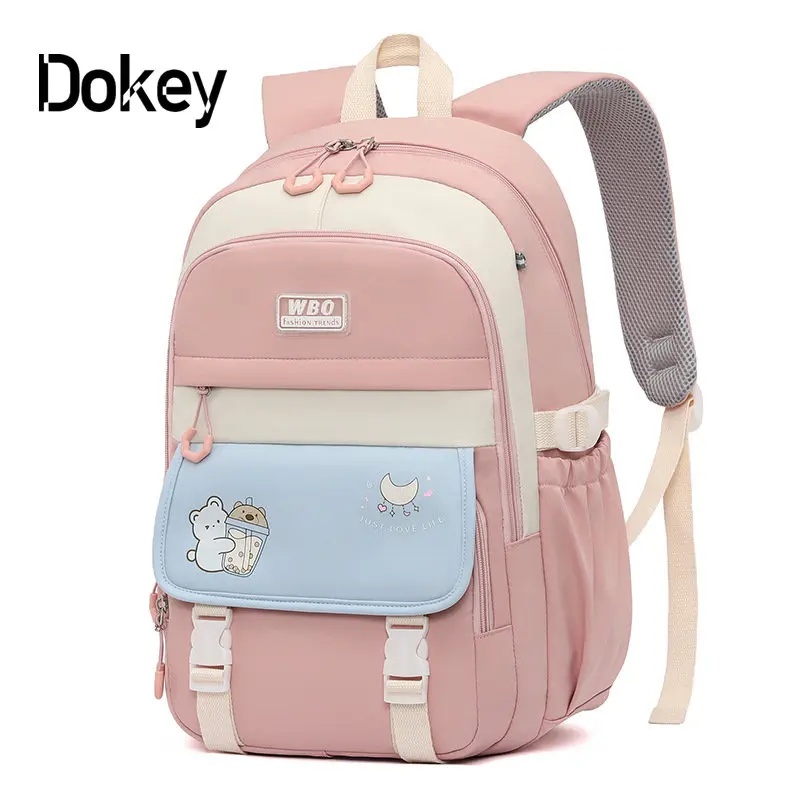 

Винтажный черный нейлоновый детский ортопедический рюкзак для девочек-подростков, водонепроницаемый школьный портфель в стиле Харадзюку ...