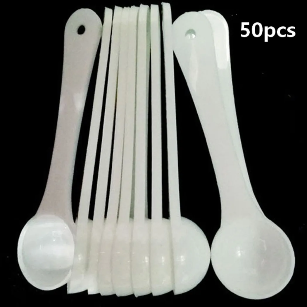 

50pcs 1g White Plastic Measuring Spoon Gram Scoop Milk Food Baking Medicine Powder Kitchen Measuring Spoons Disposable Tableware