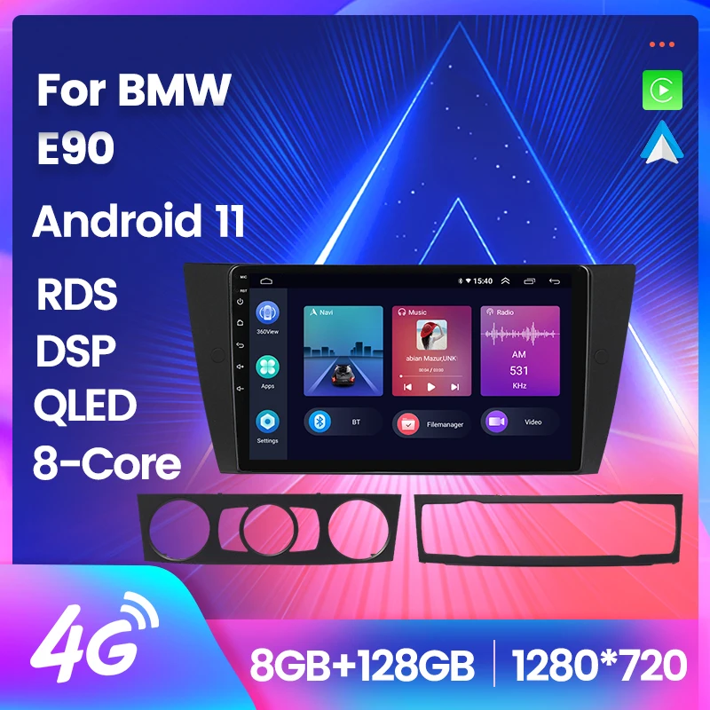 2 DIN 8G + 128G Android 11 автомобильное радио GPS плеер для BMW 3 серии E90 E91 E92 E93 2005 2006 2007 2008 2009 2010