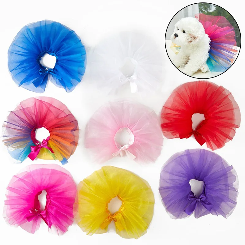 

Summer Puppy Dress Yarn Dog Skirt Pet Cosplay Clothing Dog Skirt Pet Princess Dress Soft Tulle Bright Silk Yarn Bandage