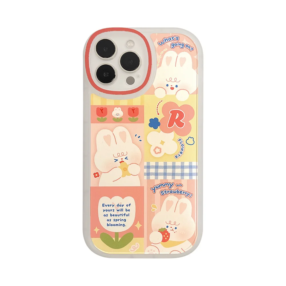 Cartoon Splicing Pink Rabbit Phone Case For iphone 14 13 12 11 Pro Max X XR XSMAX 7 8 Plus SE TPU Case Cover New Products