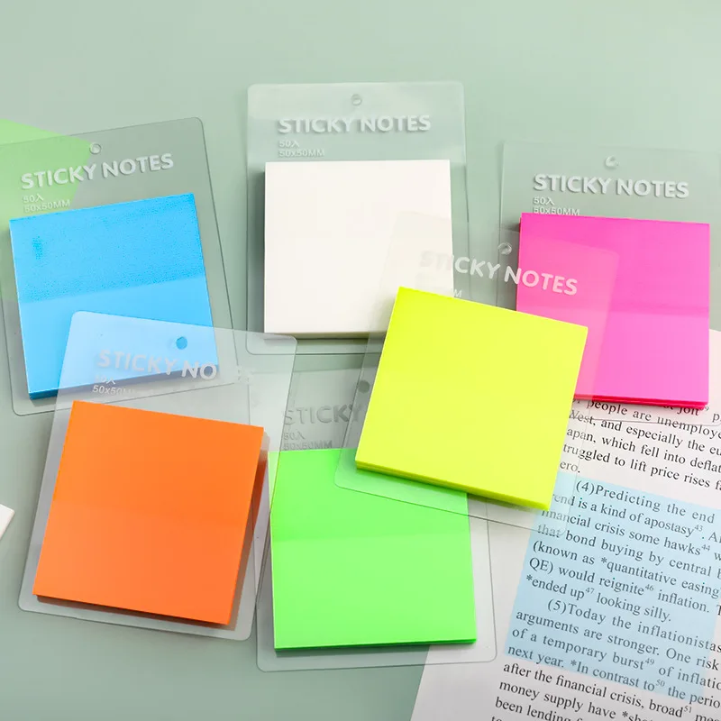 

Translucent Sticky Notes Student Pet Waterproof Message Memo Pad Stationery Office School Supplies Color Category Index Stickers