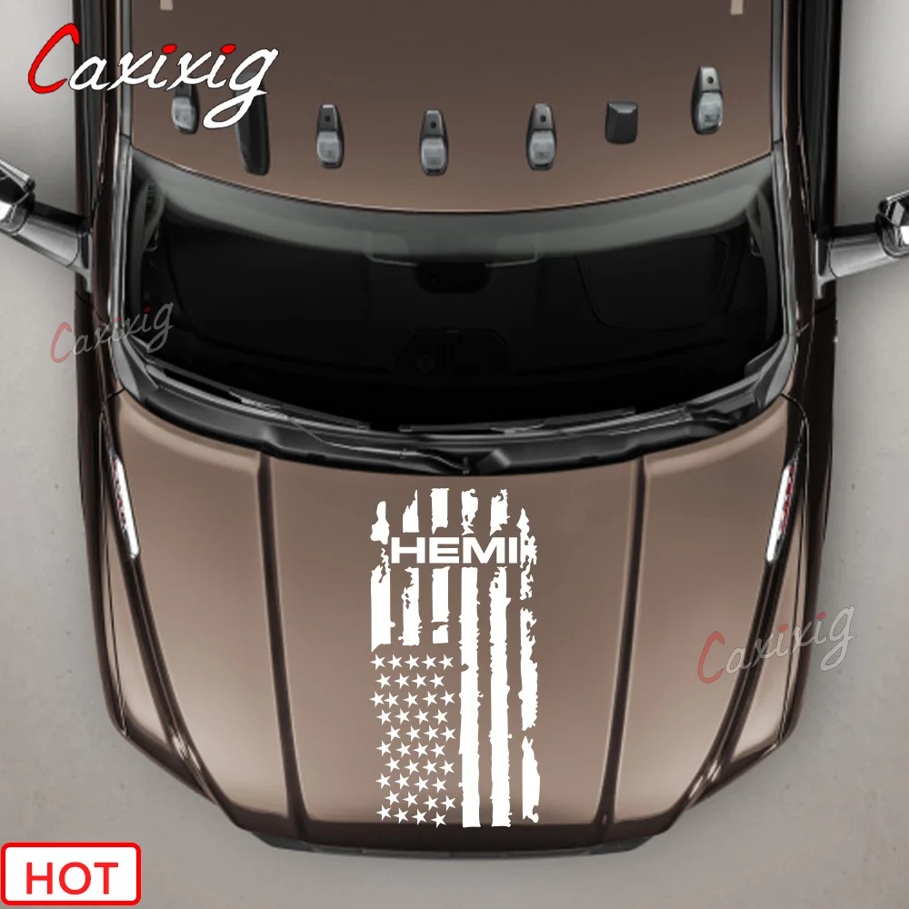 

Engine Hood Sticker For Dodge Ram HEMI Rebel TRX Car Head Bonnet USA Flag Vinyl Decor Cover Custom Decal Auto Accessories