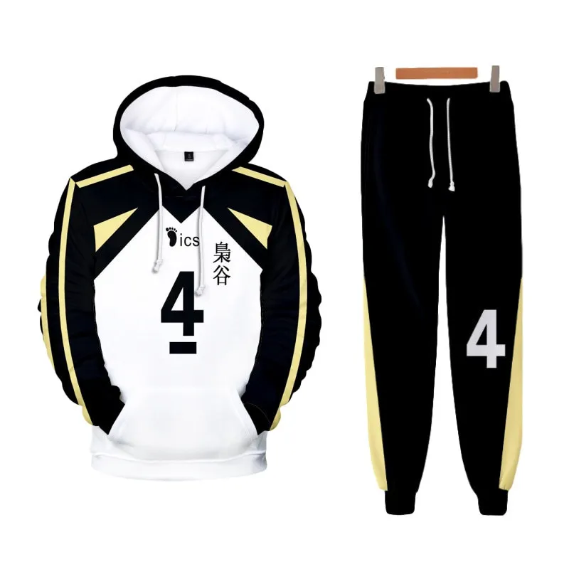 

Haikyuu Fukurodani волейбольный клуб Akaashi Keiji Bokuto Koutarou 3D Толстовка Спортивные штаны костюм толстовки + брюки комплект из 2 предметов