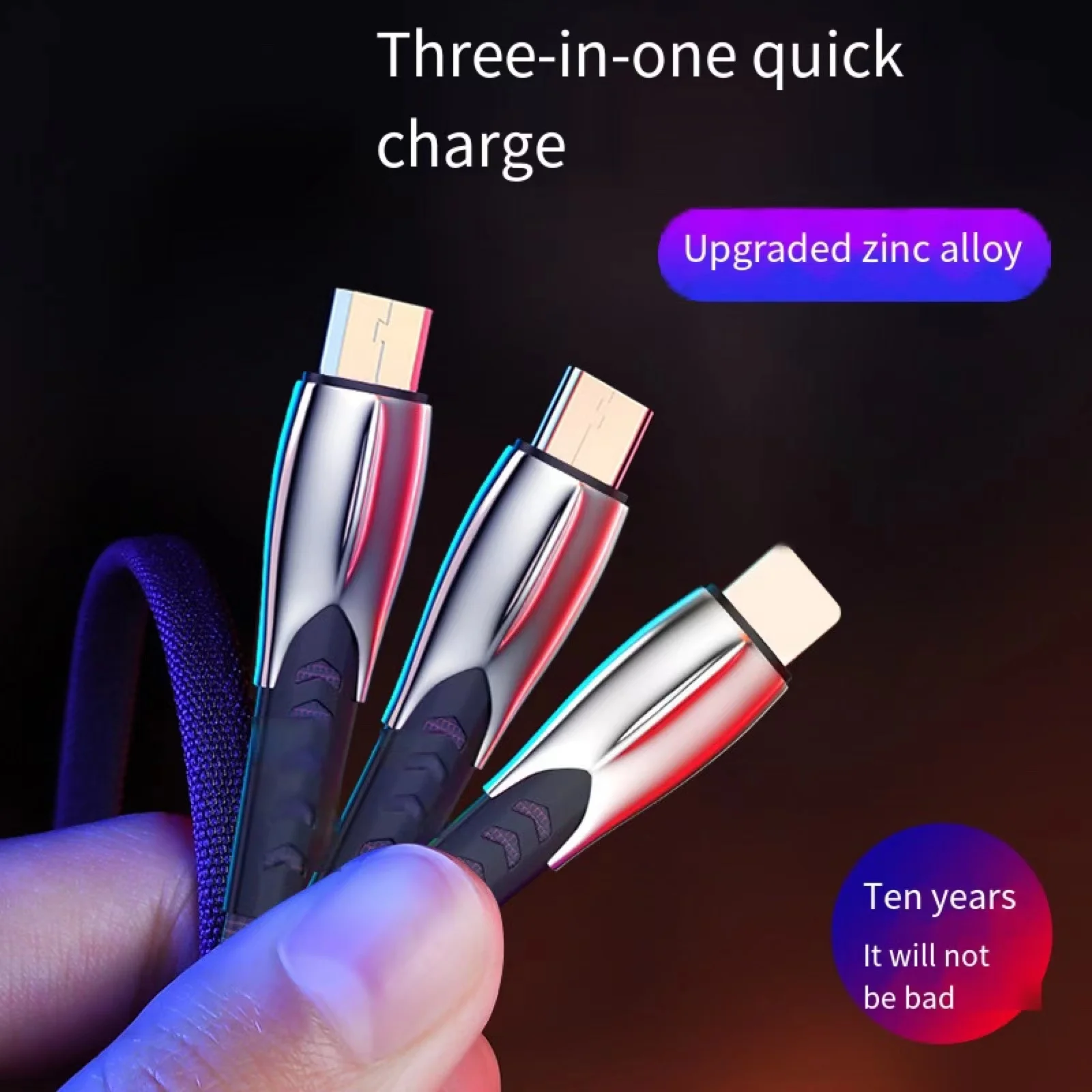 

3in1 Data USB Cable for iPhone Fast Charger Charging Cable For Android phone type c xiaomi huawei Samsung Charger Wire For iPad