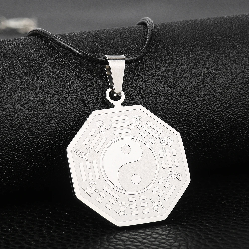 

Stainless Steel Chinese Taoism Yin Yang Tai Chi Eight Trigrams Pendant Necklace Energy Geometry Octagon Feng Shui Charms Jewelry