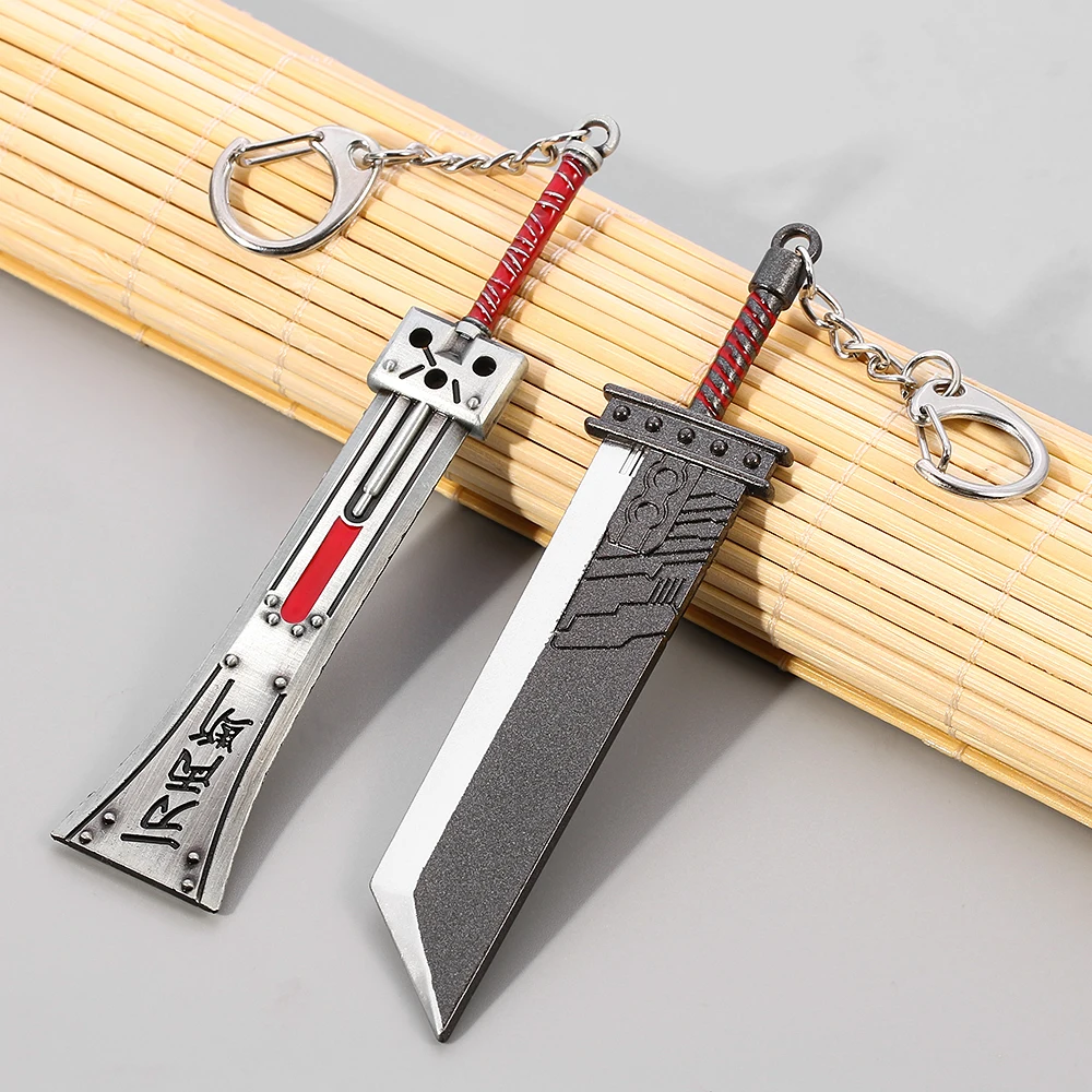 Gothic Game Final Fantasy Cloud Strife Buster Sword Keychain Men Metal Zack Fair Weapon Knife Key Chain Cosplay llaveros