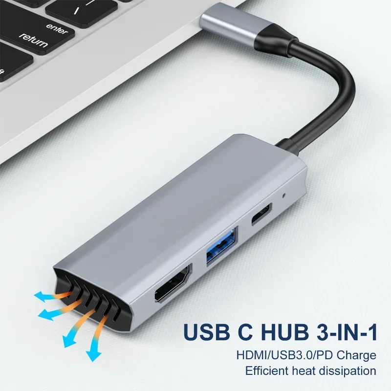 USB HUB 4K HD Adapter TYPE-C to 3-in-1 USB-C hub laptop expansion for MaBook Pro Ar M2 M1 with usb3.0 PD