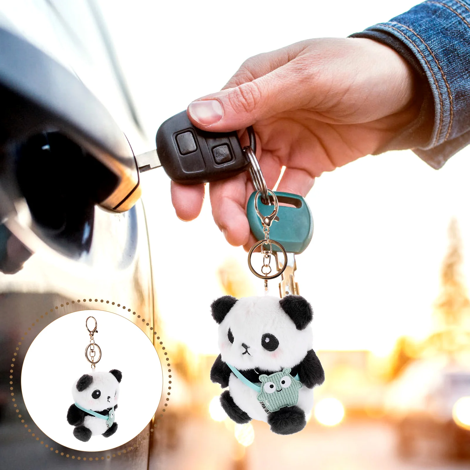 

Panda Keychain Cartoon Adorable Pendant Cute Keychains Backpacks Bag Hanging Plush Animal Stuffed Rings