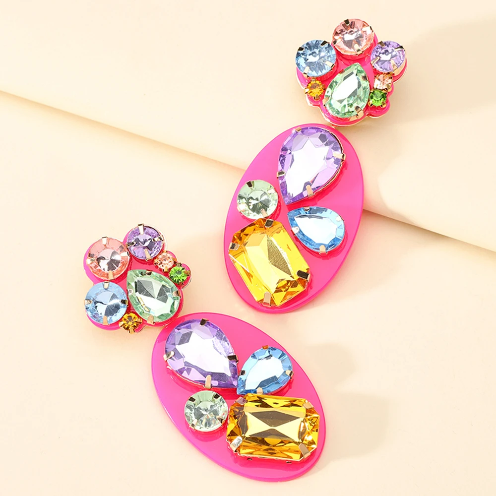 

Bohemian Fashion Colorful Acrylic Big Dangle Drop Earrings For Women Trend Luxury Design Holiday Party Unusual Statement Jewelry