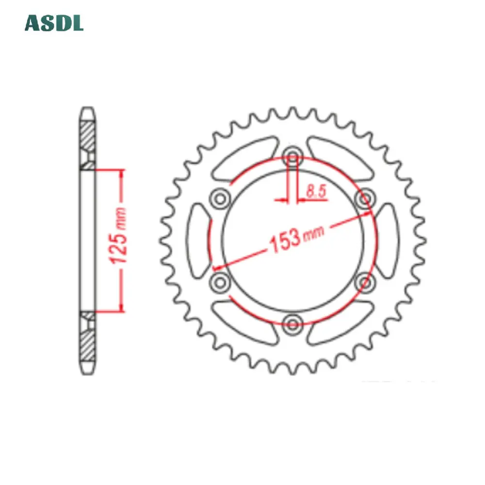 Задняя звездочка для мотоцикла Honda CRF230 CRF230M CRF230L CRF 520 CRM250 CRM250K CRM250L CRM250R 230 43T 47T 51T