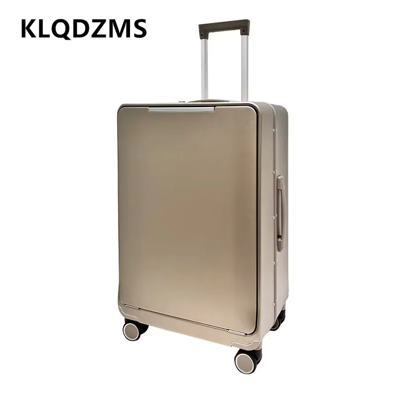 KLQDZMS ABS + PC чемодан мужской бордовый ящик Женская алюминиевая рамка тележка
