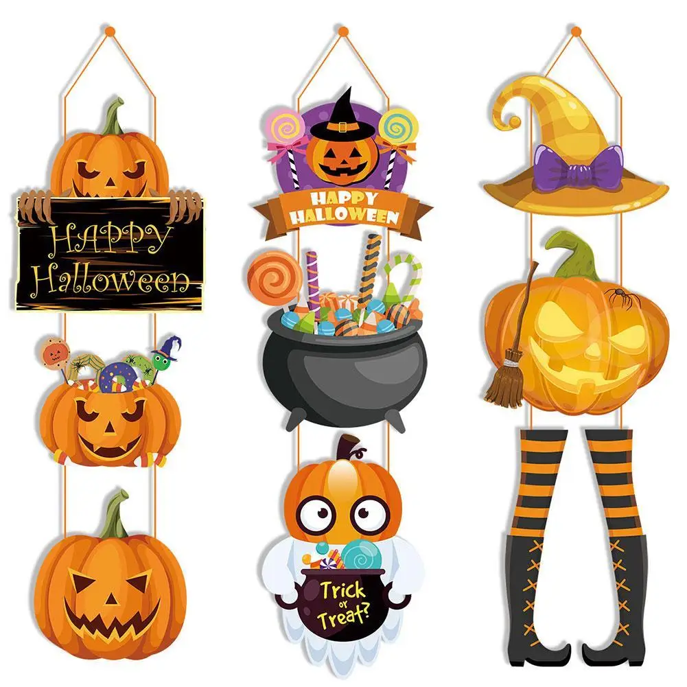 

Halloween Ghost Face Pumpkin Door Hangings Witch Hat Trick Or Treat Door Sign Pendant Happy 2023 Halloween Day Decor For Home