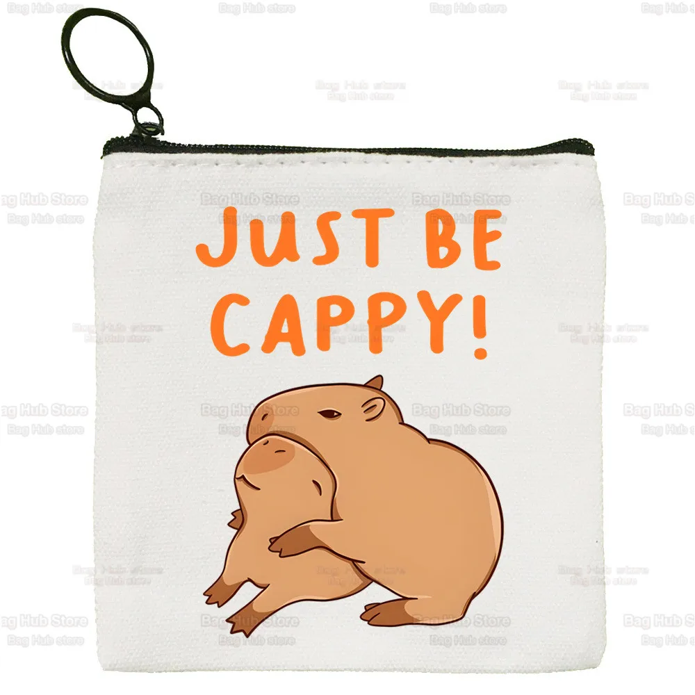 Capybaras Simple Coin Purse Female Kawaii Cartoon Animal Student Canvas Cute Key Bag Mini Clutch Small Purse