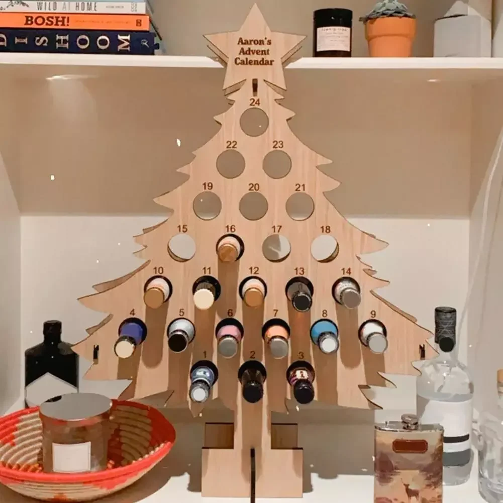 

Wine Bottle Rack Wooden Christmas Advent Countdown Calendar Xmas Decoration