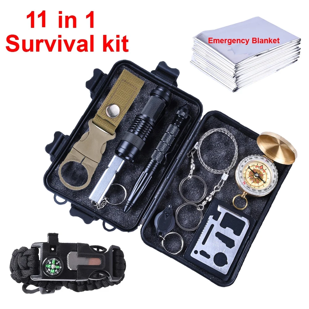 

11 in 1 Survival kit Outdoor Camping Equipment Travel Military Emergency Supplies First aid kits Tactical survival Tools