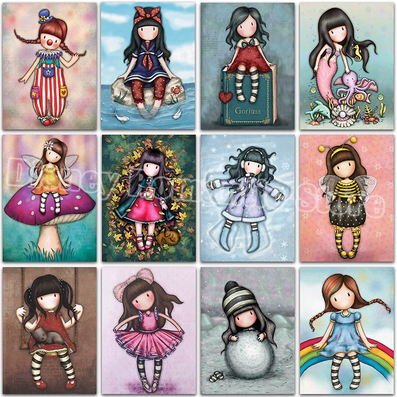 

Набор для алмазной живописи 5D «сделай сам», картина с мультяшной девушкой, принцессой, полноразмерная мозаика для домашнего декора, вышивка...