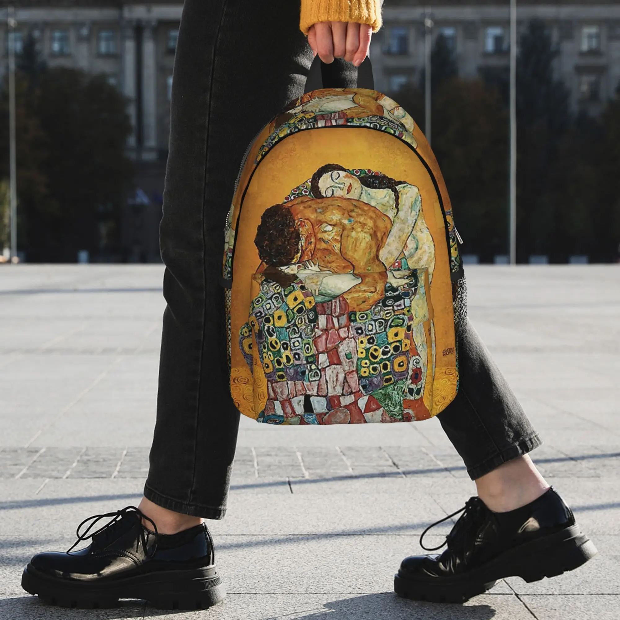 Фото Рюкзак The Kiss By Gustav Klimt, хит продаж, вместительный рюкзак для мальчиков и девочек, сумка через плечо для мужчин и женщин, школьная сумка №4