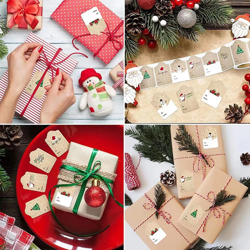 

300 шт., 5*7,5 см, веселая фотонаклейка, крафт-бумага, ручная работа, имя, Рождественская елка, лось, этикетка, сделай сам, фотоальбом