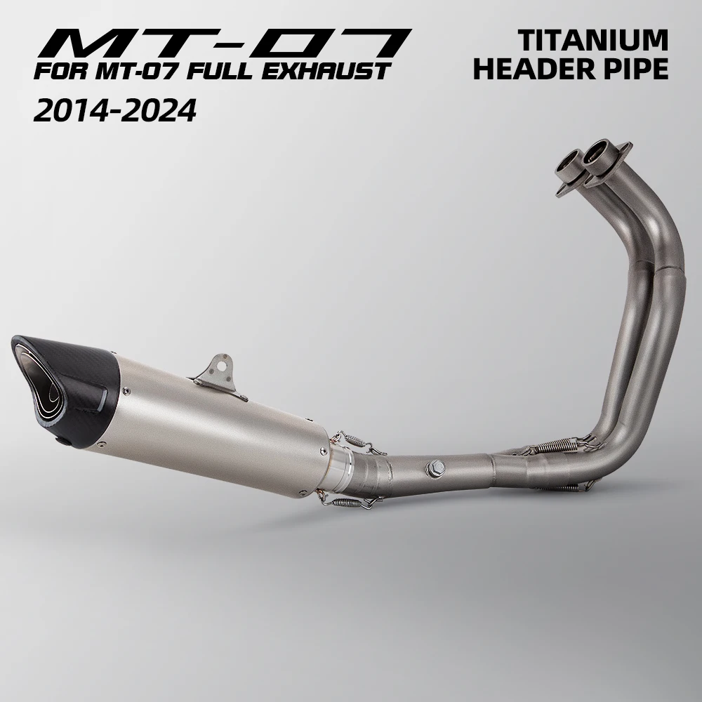 Фото Выхлопная система MT07 для мотоциклов Yamaha R7, MT-07, FZ07, XSR700 2014-2026: комплект для тюнинга, коллектор, глушитель с DB Killer №1