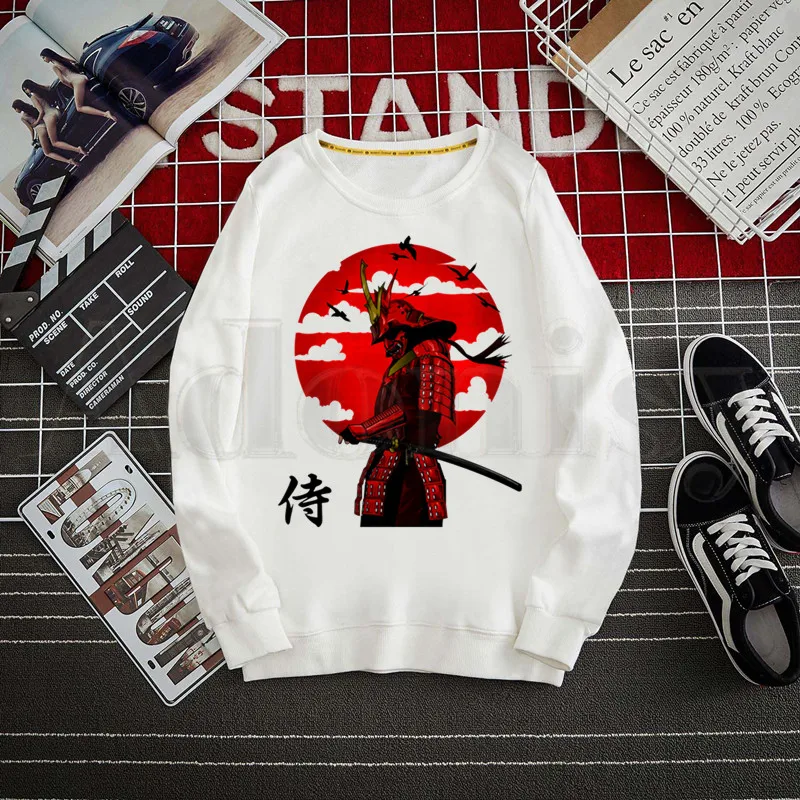 

Японские модные толстовки Samurai Warrio в стиле Харадзюку, свитшот, трендовая мужская одежда с принтом, мужские толстовки в стиле хип-хоп с круглым вырезом