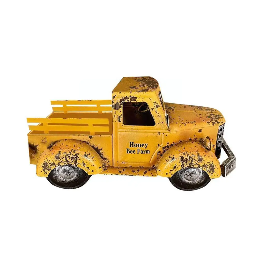 

Vintage Yellow Farmhouse Truck Decor Metal Trucks Plant Trucks Pickup Decoration Seasons Storage Tabletop Retro Decor Garde Y9P2