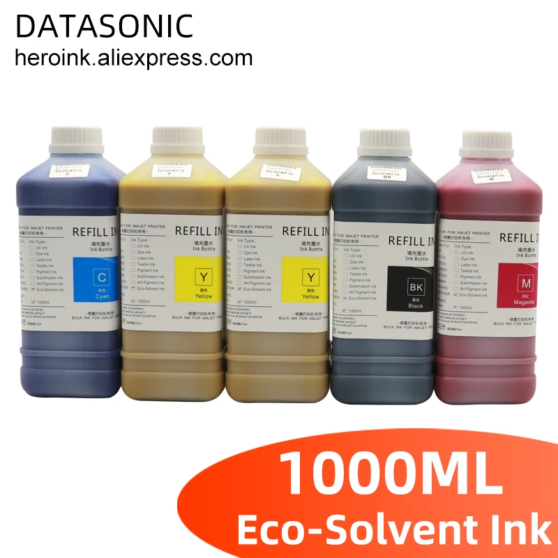 Эко-растворимые чернила 1000 мл совместимые с Epson DX4 DX5 DX6 DX7 DX10 XP600 печатающая головка