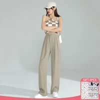 loose womens pants summer korean fashion woman straight casual pant outfits classic white wide trousers high waist pants