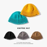 overlock design large size knitted hat women wool fisherman hat men autumn and winter knitted basin hat bucket hats for women