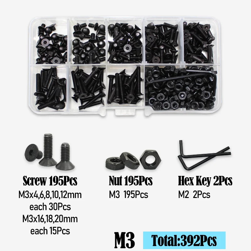 

2520p Болт с шестигранной головкой из углеродистой стали G10.9 Винты с плоской потайной головкой M2 M3 M4 M5 M6 Шестигранный торцевой ключ Болты Гайки Комплект шайб