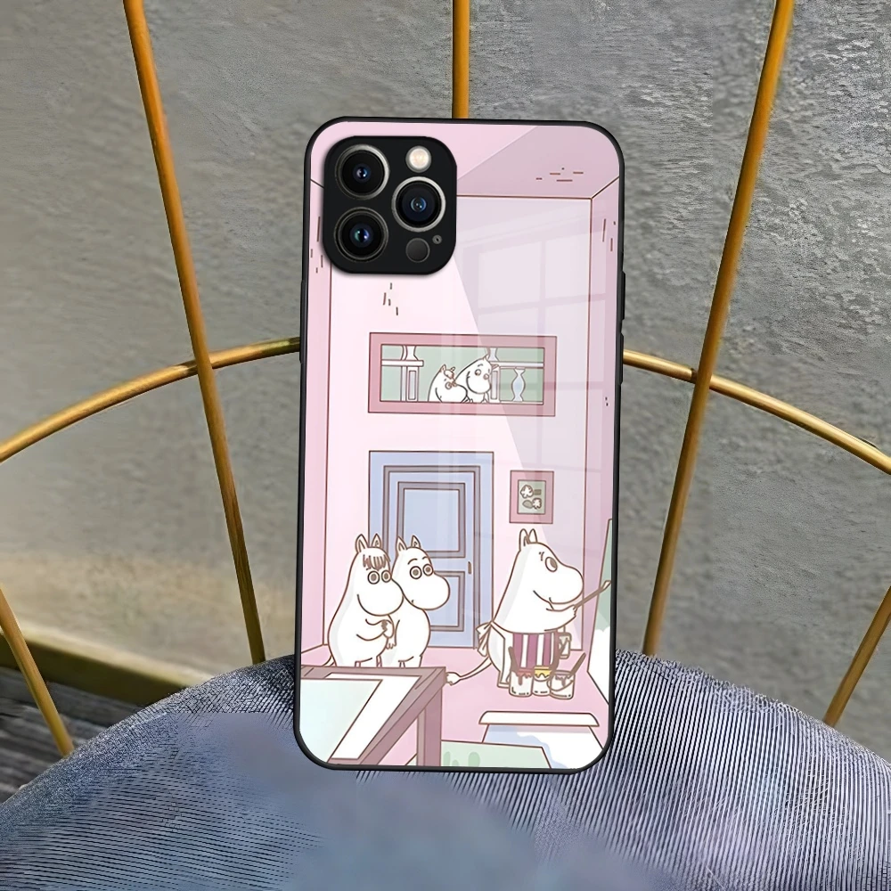 Чехол для телефона с изображением аниме M-Moomin-Hippo Iphone 16 15 14 Pro Max 12 11 13 Mini X Xr Xs Puls
