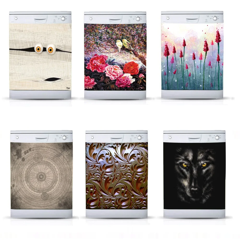 

Wholesales 3D Self Adhesive Dishwasher Abstract Modern Water Wall Sticker Kid's Art Door Cover Kitchen Accessories Home Decor