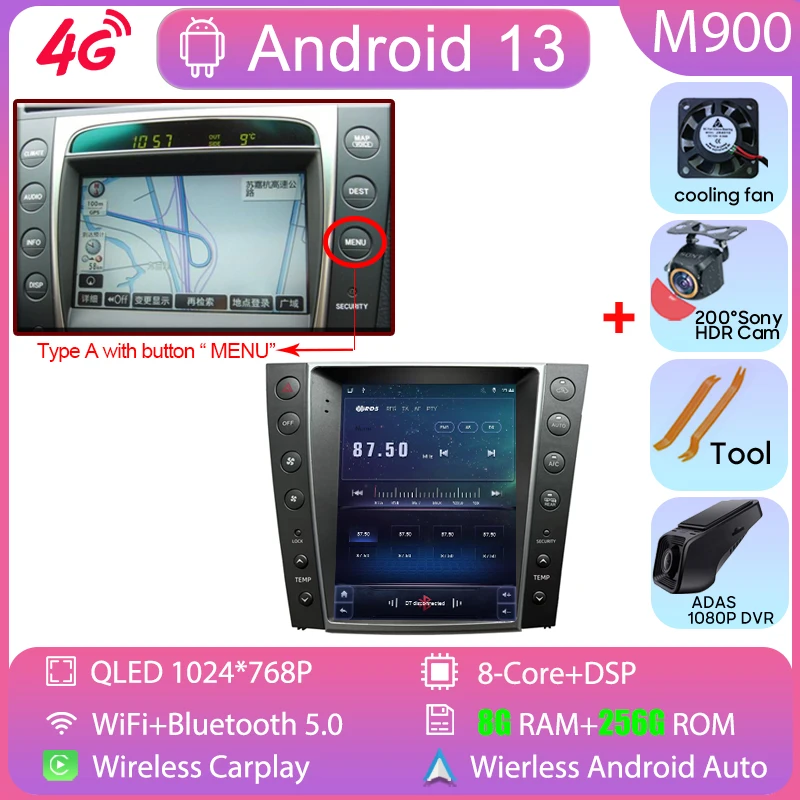 

Android 14 для LEXUS GS300 GS350 GS400 GS430 GS460 2004-2011 навигация авто радио мультимедийный плеер Carplay GPS 9,7 дюйма